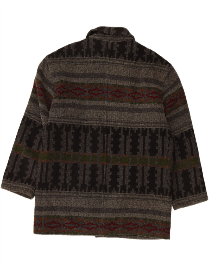 VINTAGE Mens 4 Button Blazer Jacket UK 42 XL Grey Geometric Wool Vintage Vintage and Second-Hand Vintage from Messina Hembry 