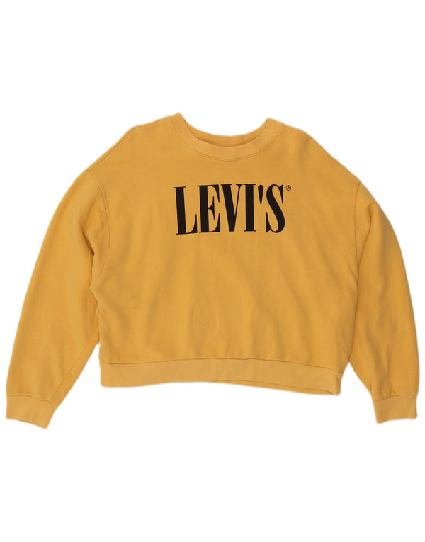 Levi's Womens Oversized Crop Graphic Sweatshirt Jumper UK 14 Medium Yellow