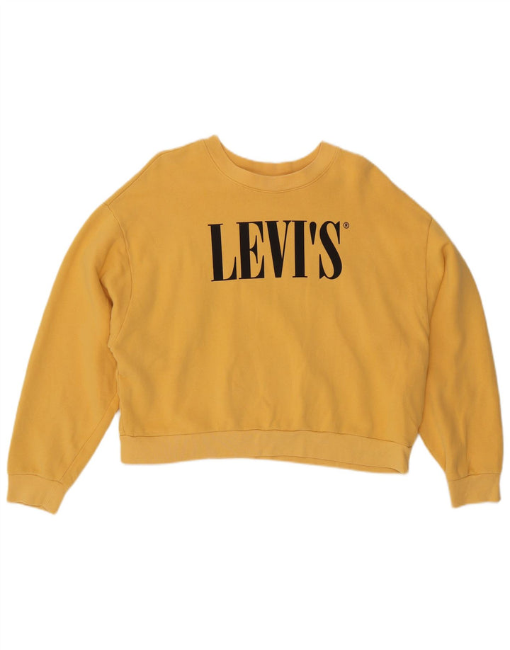 Levi's Womens Oversized Crop Graphic Sweatshirt Jumper UK 14 Medium Yellow
