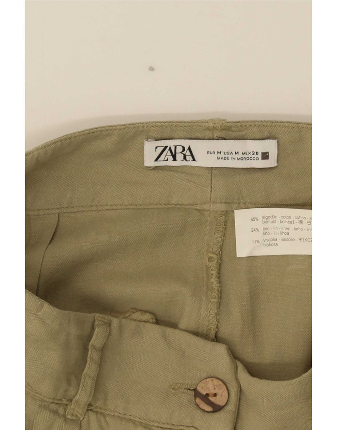 Zara Womens Pegged Chino Trousers Medium W28 L25 Khaki Cotton