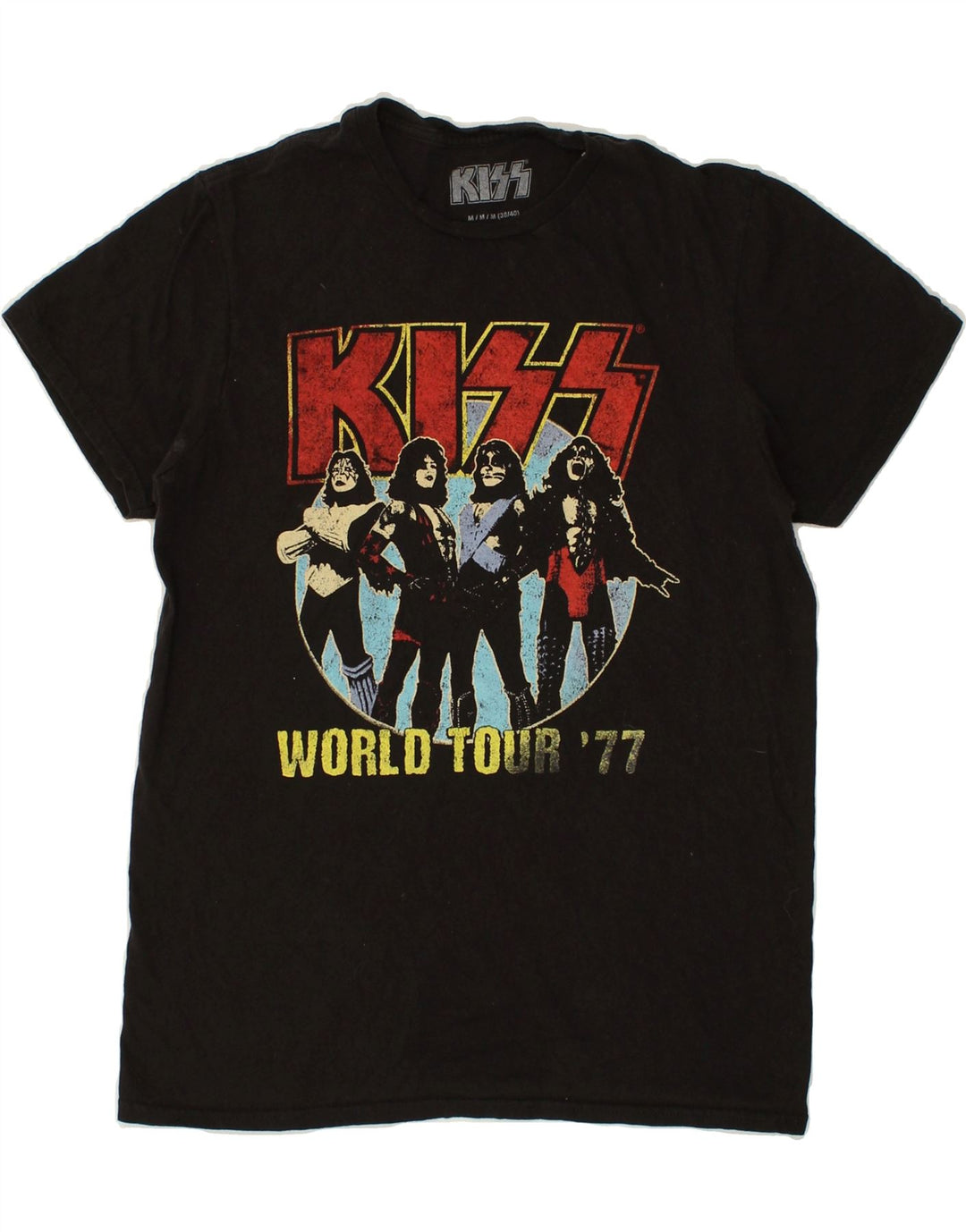 VINTAGE Mens Kiss  Graphic T-Shirt Top Medium Black Cotton Vintage Vintage and Second-Hand Vintage from Messina Hembry 