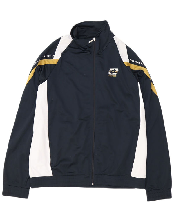 Lotto Mens Graphic Tracksuit Top Jacket 2XL Navy Blue Colourblock Polyester
