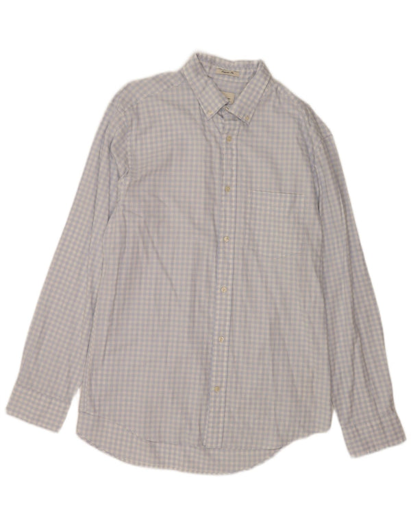 Gant Mens Regular Fit Shirt Size 43/44 17 1/2 XL Blue Gingham Cotton