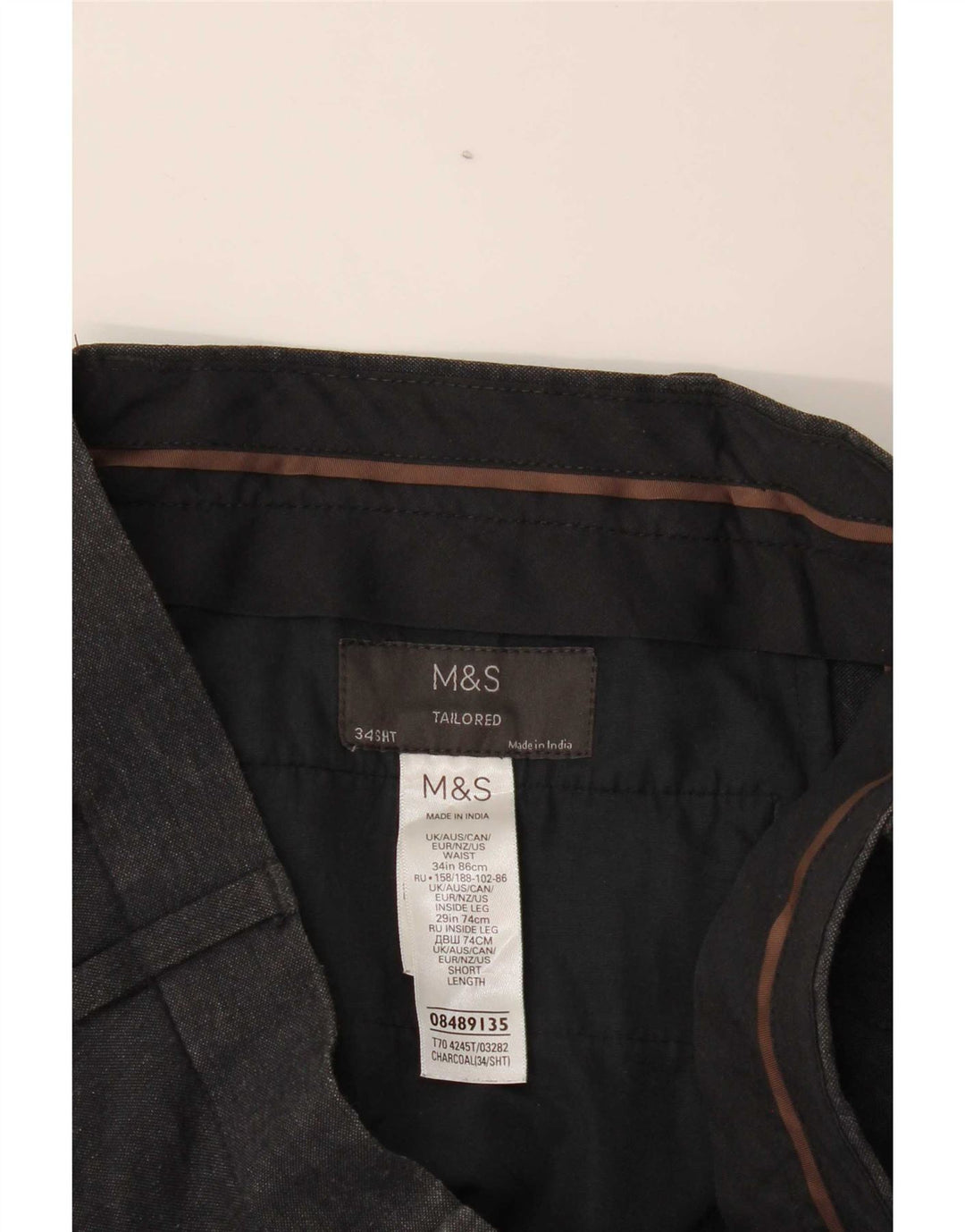 Marks & Spencer Mens Tailored Straight Suit Trousers W34 L29 Grey Polyester