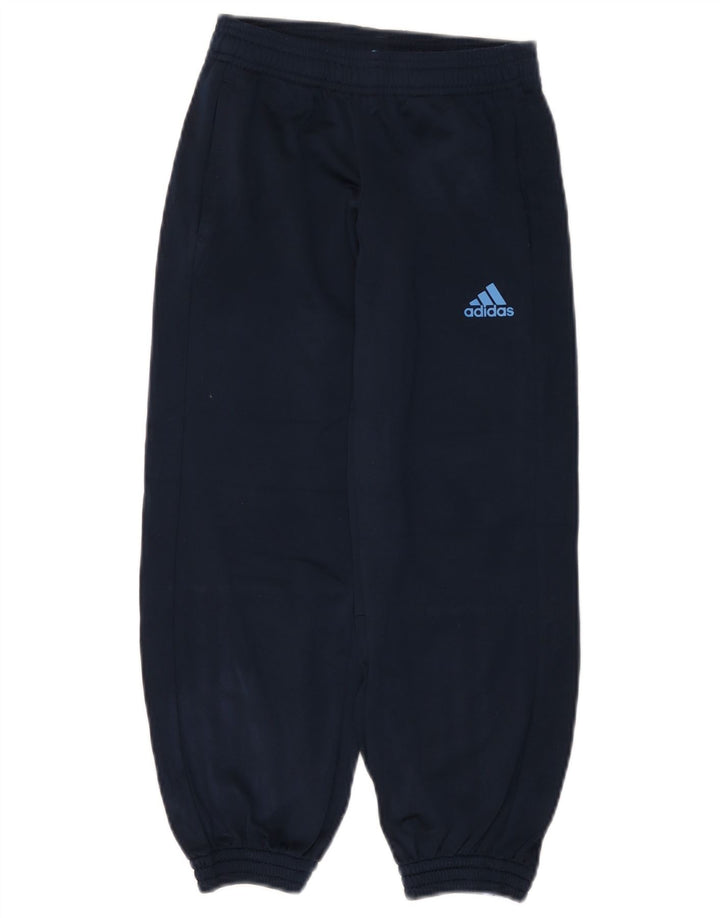 Adidas Boys Joggers Tracksuit Trousers 7-8 Years Navy Blue Polyester