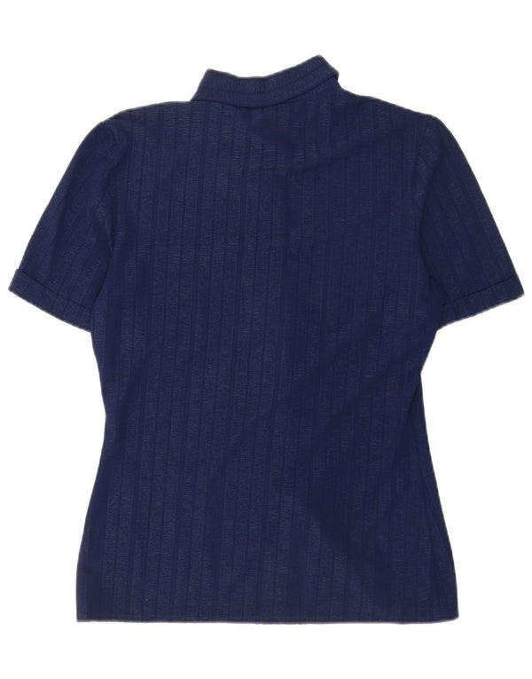 Vintage Mens Short Sleeve Shirt Small Navy Blue Striped