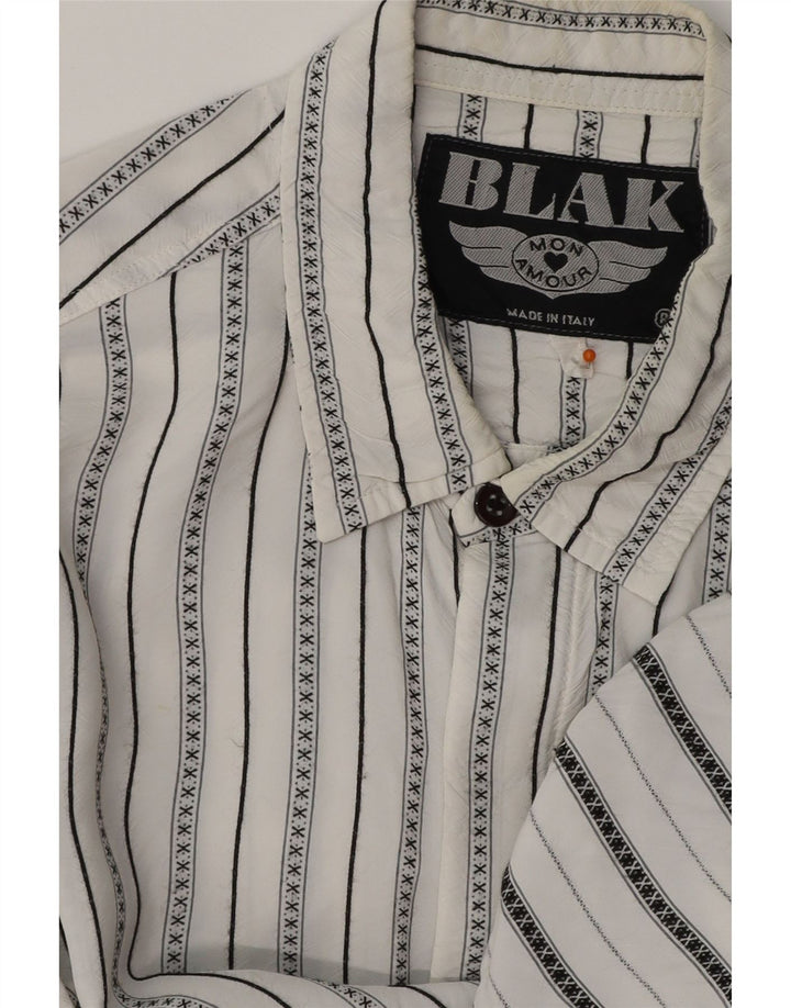 VINTAGE Mens Shirt Large White Striped