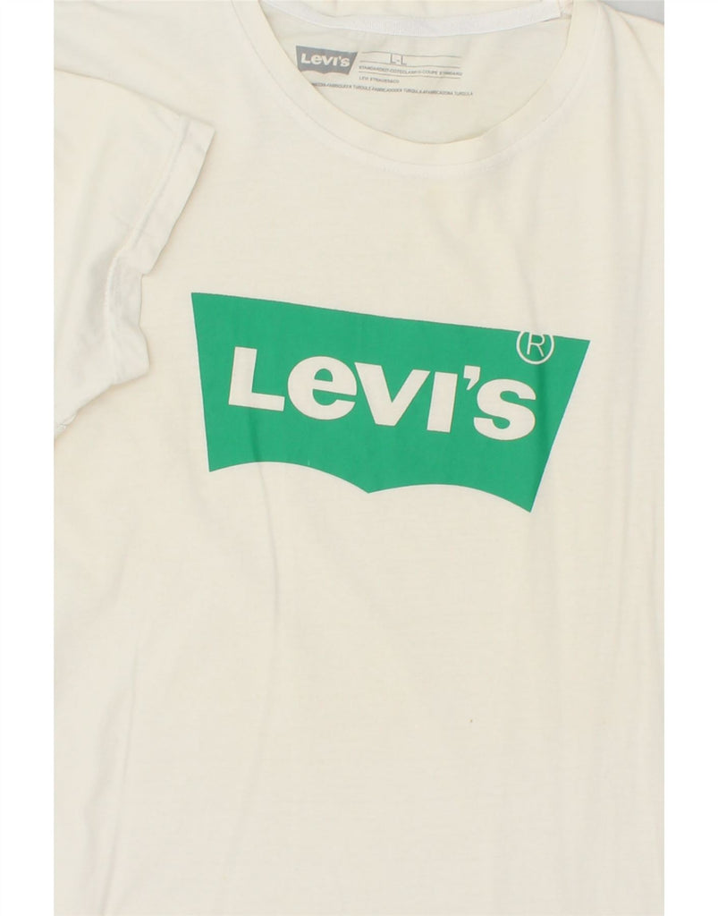 LEVI'S Womens Graphic T-Shirt Top UK 14 Large White Cotton | Vintage Levi's | Thrift | Second-Hand Levi's | Used Clothing | Messina Hembry 