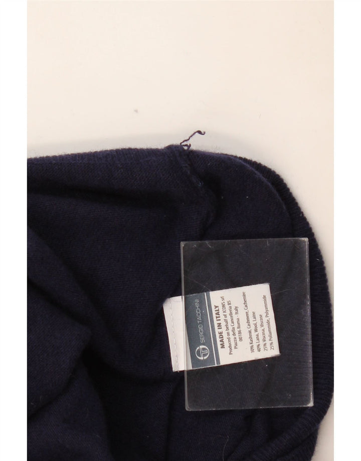 SERGIO TACCHINI Mens Roll Neck Jumper Sweater Large Navy Blue Wool
