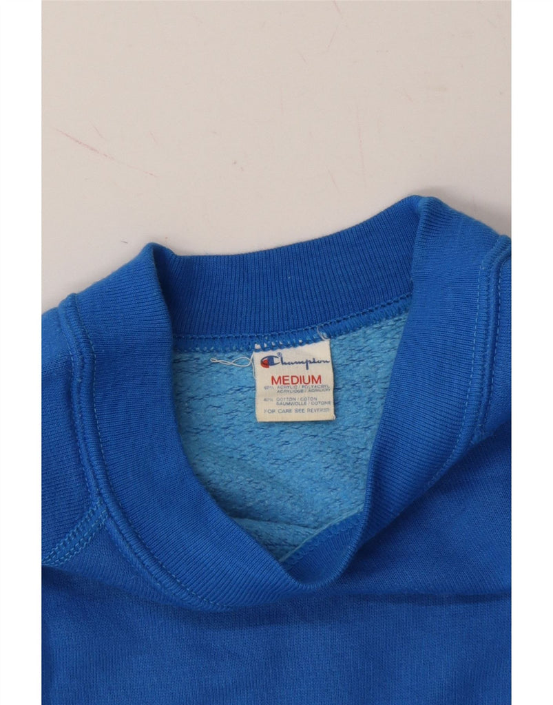 CHAMPION Womens Graphic Sweatshirt Jumper UK 14 Medium Blue Acrylic Vintage Champion and Second-Hand Champion from Messina Hembry 