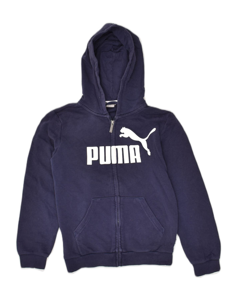 PUMA Boys Graphic Zip Hoodie Sweater 11-12 Years Navy Blue | Vintage Puma | Thrift | Second-Hand Puma | Used Clothing | Messina Hembry 