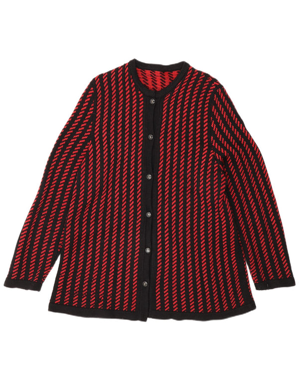 Vintage Womens Cardigan Sweater UK 16 Large Black Striped