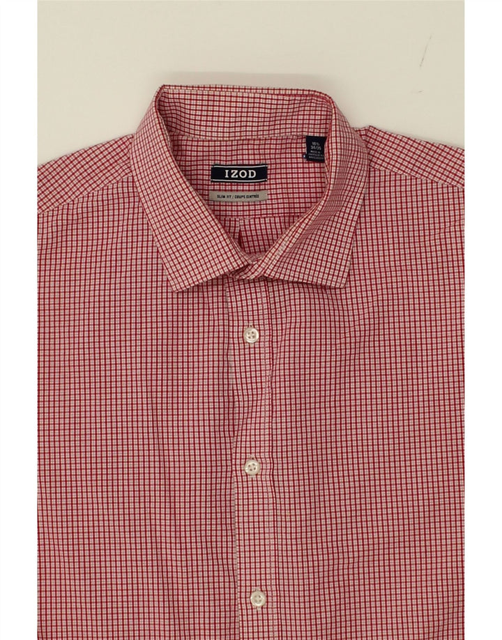 IZOD Mens Slim Fit Shirt  Size 16 1/2 Large Red Check Cotton Vintage Izod and Second-Hand Izod from Messina Hembry 