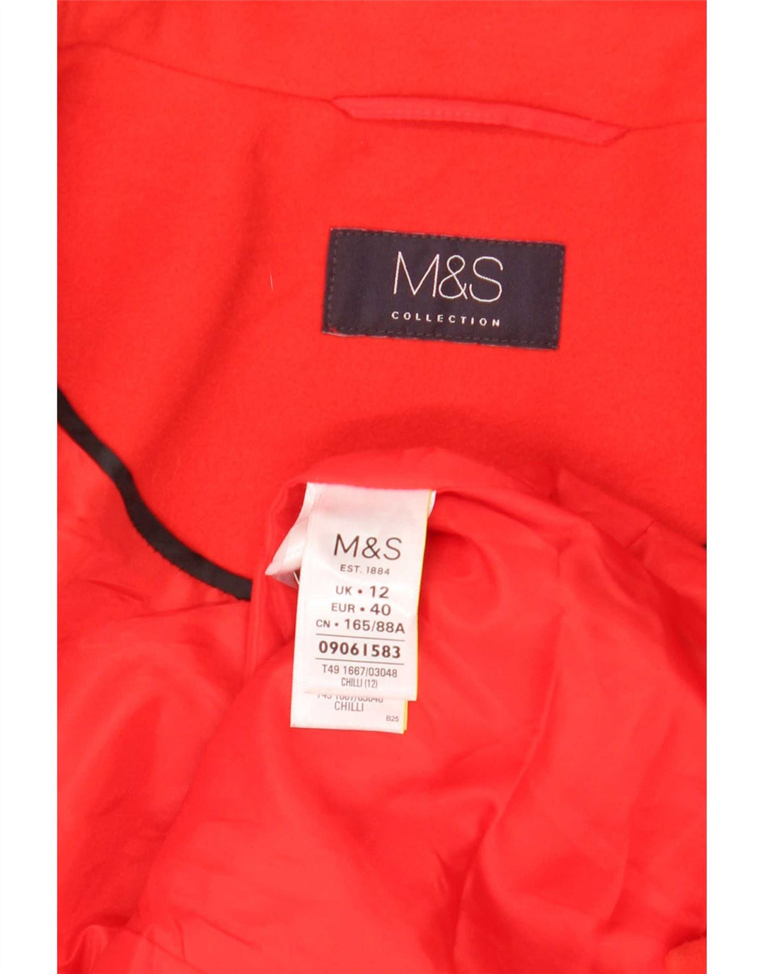 Marks & Spencer Womens Overcoat UK 12 Medium Red Polyester