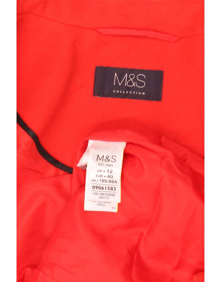 Marks & Spencer Womens Overcoat UK 12 Medium Red Polyester