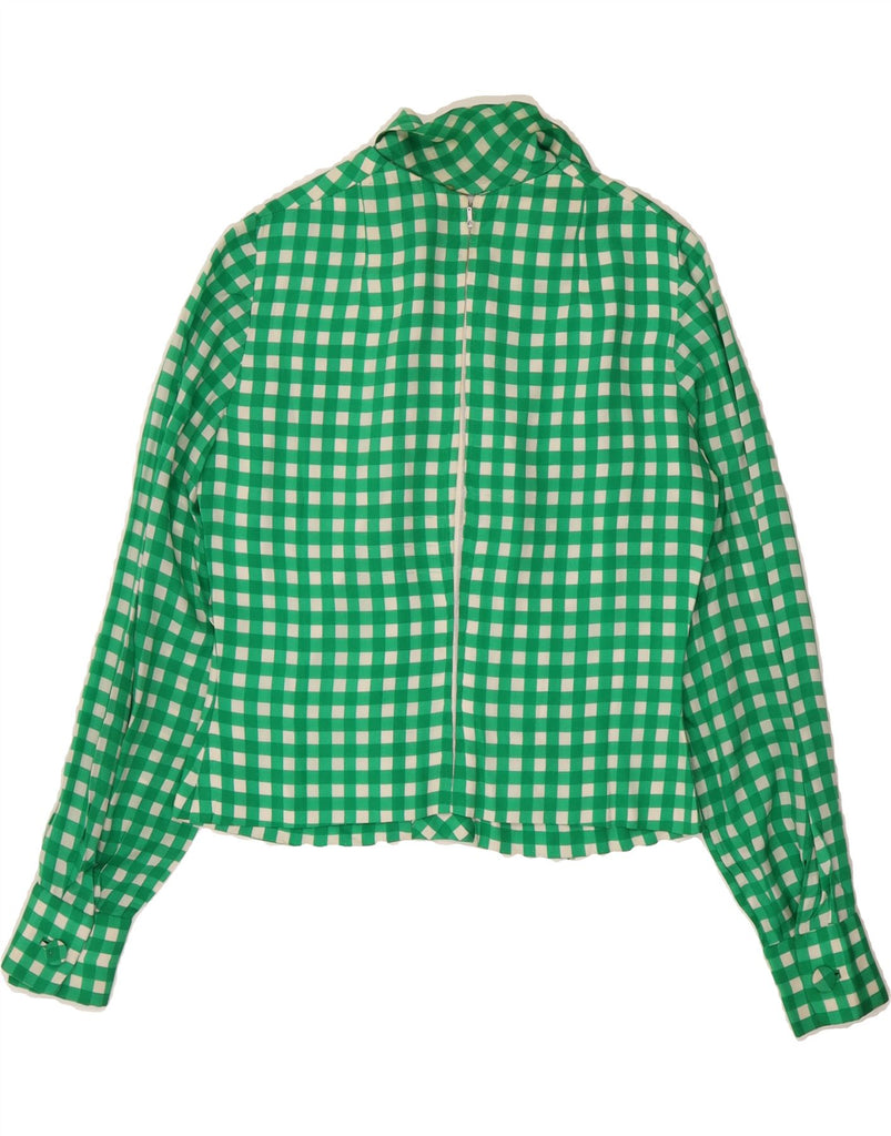 VINTAGE Womens Crop Long Sleeve Blouse Top UK 10 Small Green Gingham Vintage Vintage and Second-Hand Vintage from Messina Hembry 
