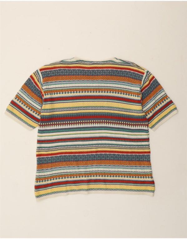 Camelot Womens V-Neck Jumper Sweater UK 18 XL Multicoloured Geometric Retro