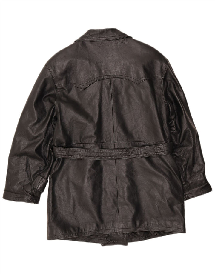 LAVORAZIONE ARTIGIANA Womens Coat UK 12 Medium Black Leather