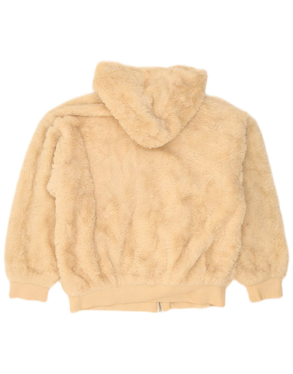 Topshop Womens Teddy Bear Hooded Oversized Fleece Jacket UK 10 Small Beige