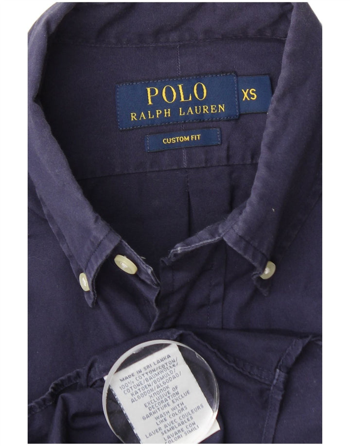 POLO RALPH LAUREN Mens Custom Fit Shirt XS Navy Blue Cotton