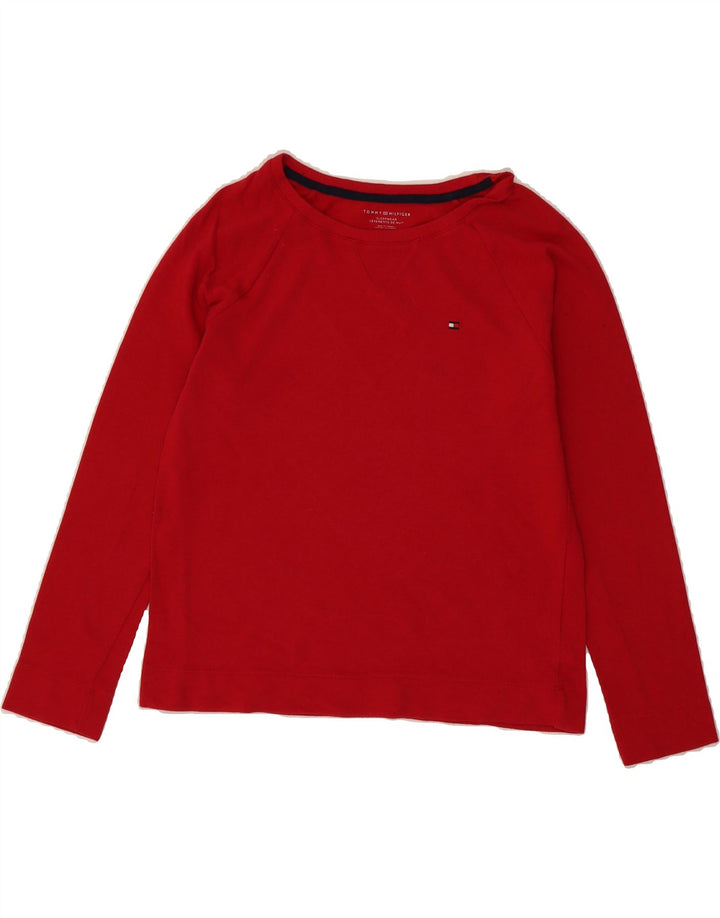 TOMMY HILFIGER Womens Sweatshirt Jumper UK 14 Medium Red Cotton Vintage Tommy Hilfiger and Second-Hand Tommy Hilfiger from Messina Hembry 