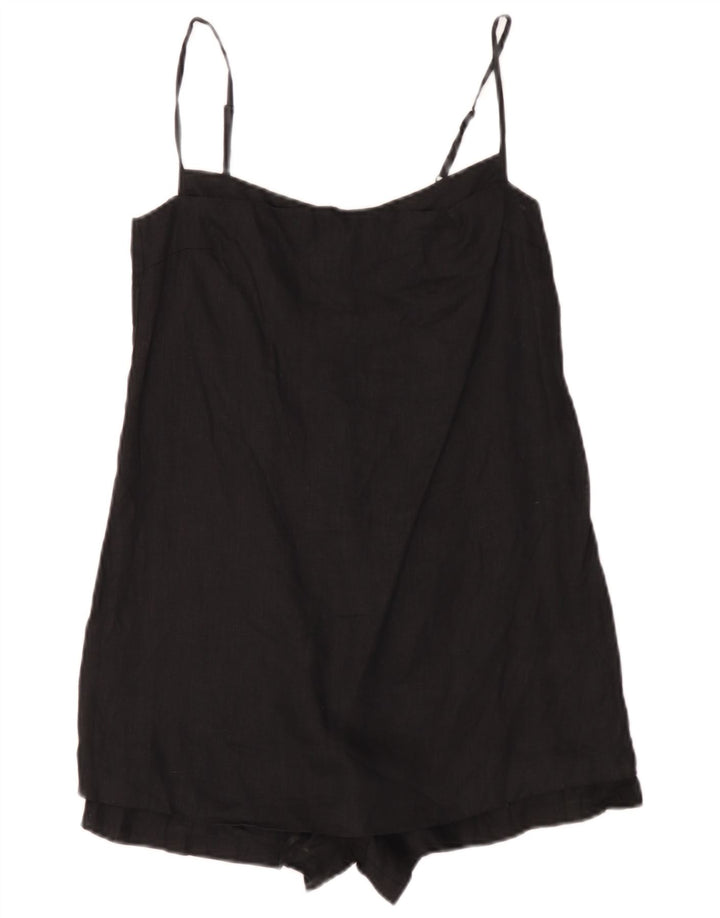 Zara Womens Playsuit UK 10 Small  Black Linen