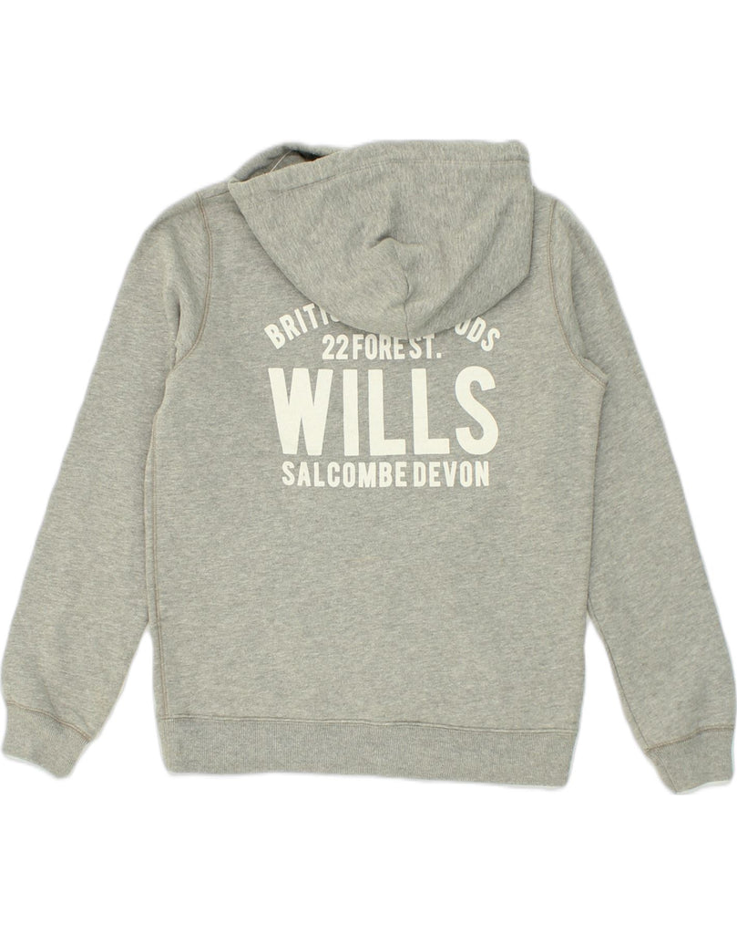 JACK WILLS Womens Graphic Hoodie Jumper UK 14 Large  Grey Cotton | Vintage Jack Wills | Thrift | Second-Hand Jack Wills | Used Clothing | Messina Hembry 