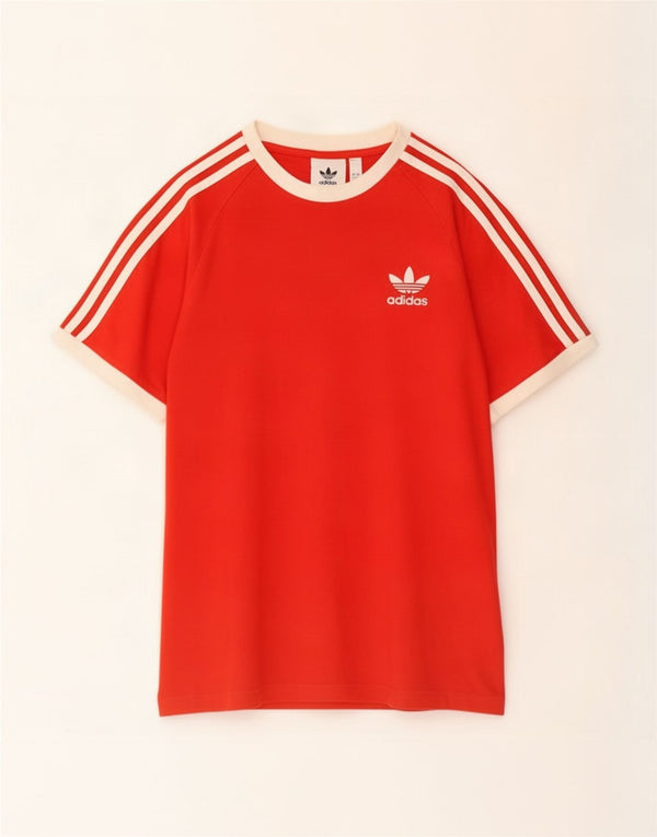 Adidas Mens T-Shirt Top Small Red Colourblock Cotton