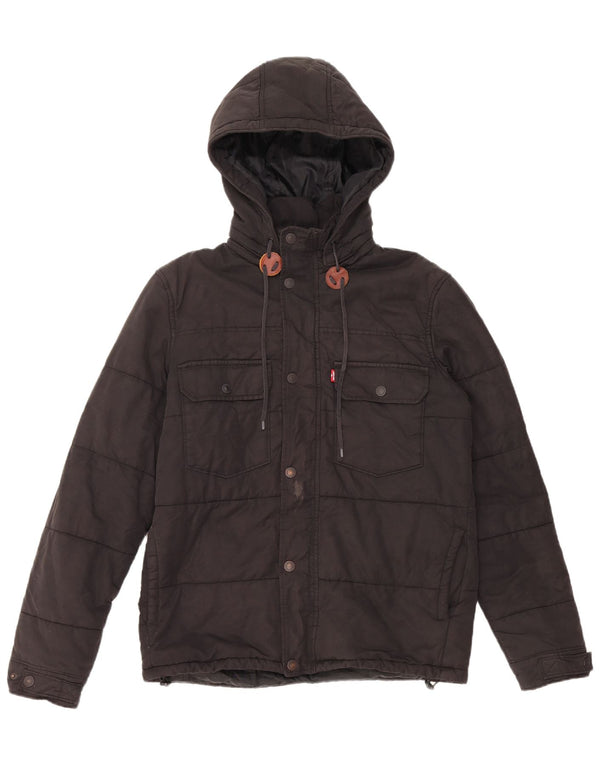 Levi's Mens Hooded Padded Jacket UK 38 Medium Black Cotton