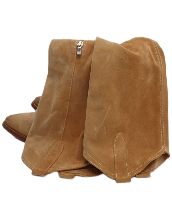 Vero Cuoio Womens Suede Knee High Boots UK Size 4 Beige Leather Western