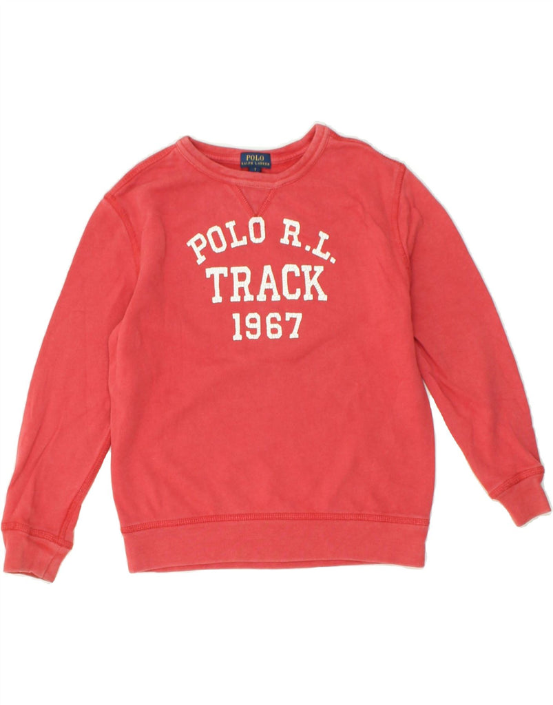 POLO RALPH LAUREN Boys Graphic Sweatshirt Jumper 6-7 Years Red Cotton | Vintage Polo Ralph Lauren | Thrift | Second-Hand Polo Ralph Lauren | Used Clothing | Messina Hembry 