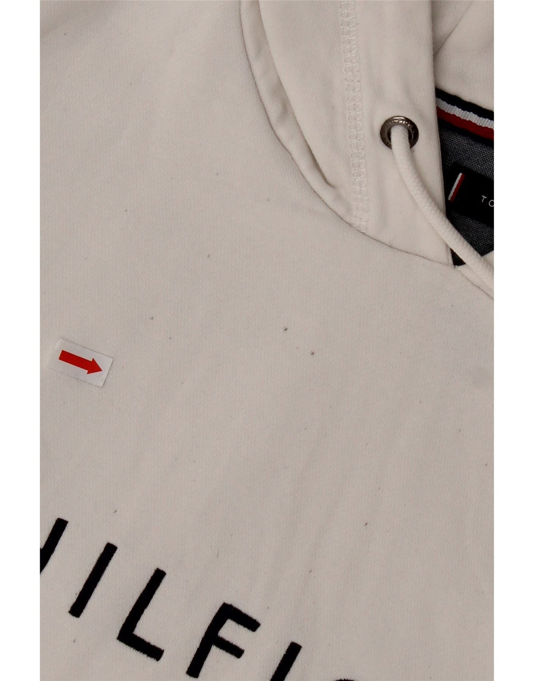 TOMMY HILFIGER Mens Graphic Hoodie Jumper Large White Cotton