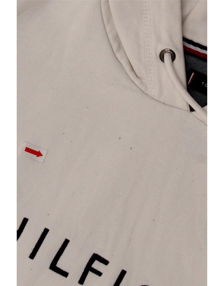 TOMMY HILFIGER Mens Graphic Hoodie Jumper Large White Cotton