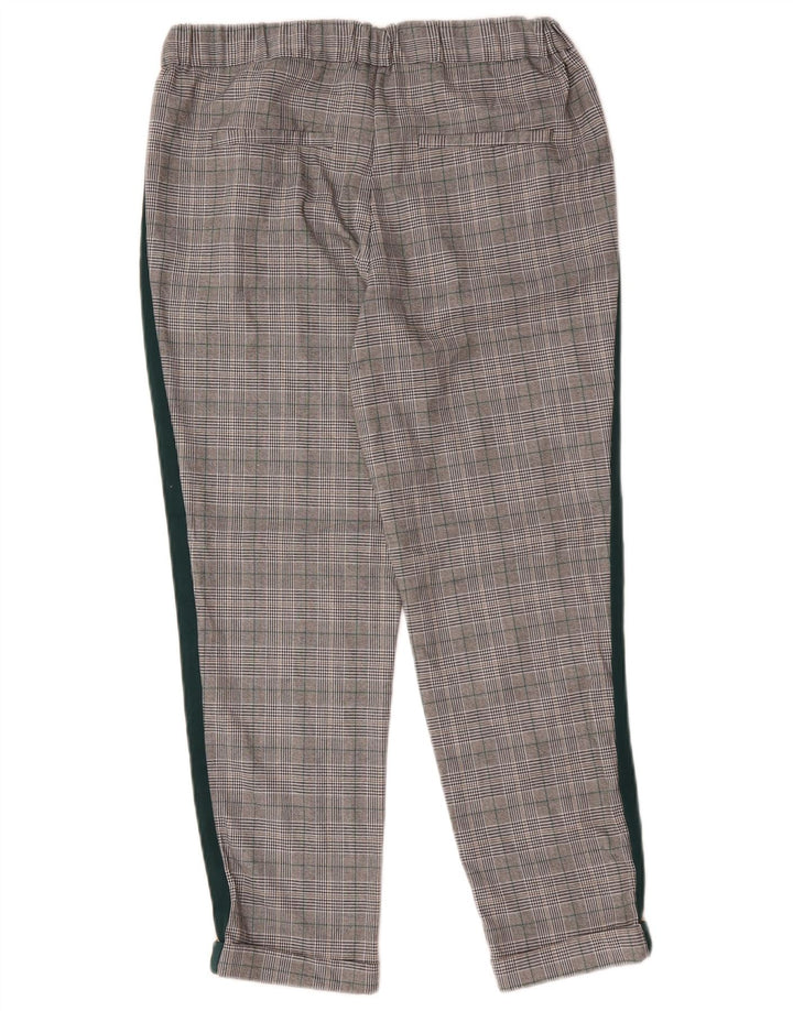 Zara Womens Straight Cropped Trousers Medium W28 L25 Grey Check Polyester