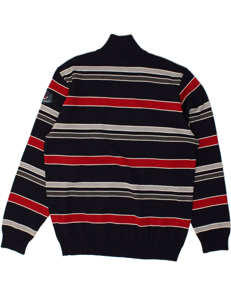 AMERIGO VESPUCCI Mens Zip Neck Jumper Sweater Large Multicoloured Striped | Vintage Amerigo Vespucci | Thrift | Second-Hand Amerigo Vespucci | Used Clothing | Messina Hembry 