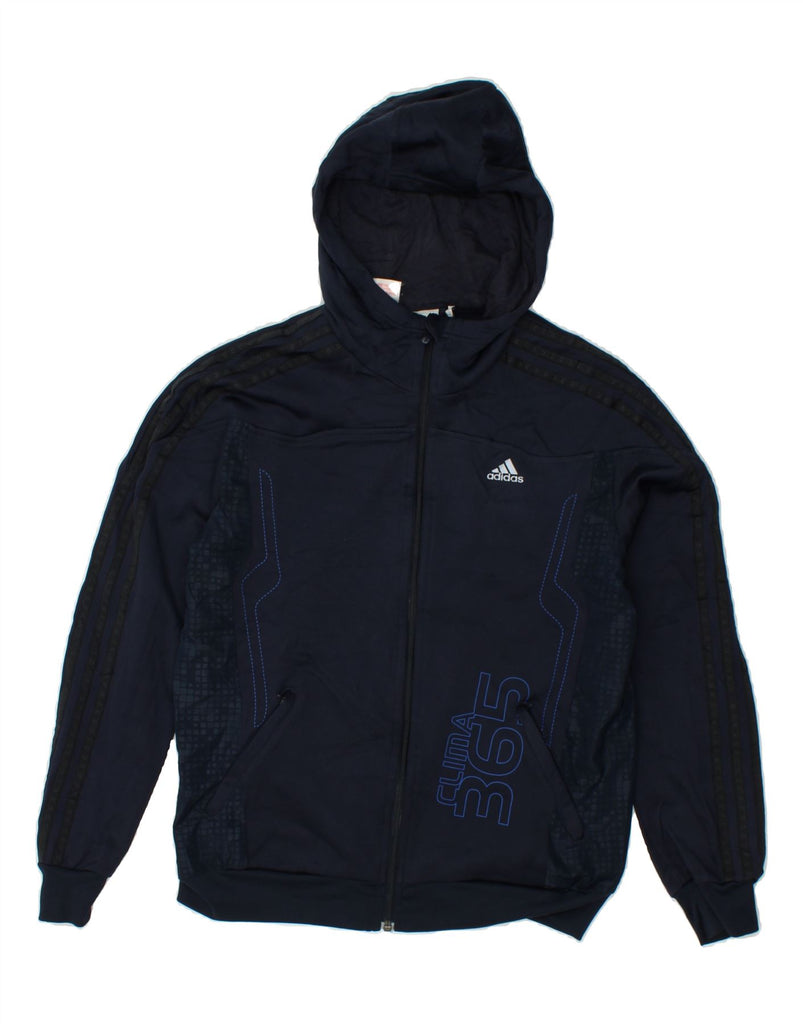 ADIDAS Boys Climawarm Graphic Zip Hoodie Sweater 13-14 Years Navy Blue | Vintage Adidas | Thrift | Second-Hand Adidas | Used Clothing | Messina Hembry 