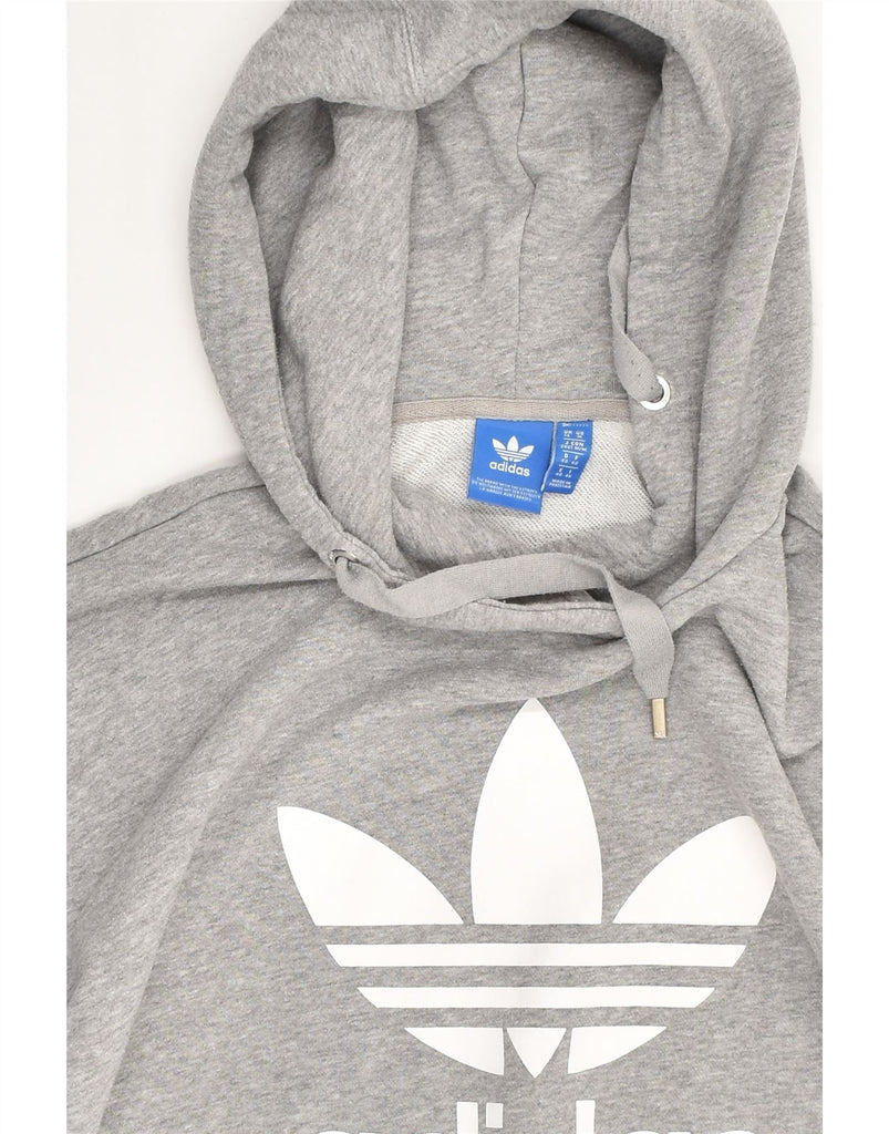 ADIDAS Womens Graphic Hoodie Jumper UK 14 Large  Grey Cotton | Vintage Adidas | Thrift | Second-Hand Adidas | Used Clothing | Messina Hembry 