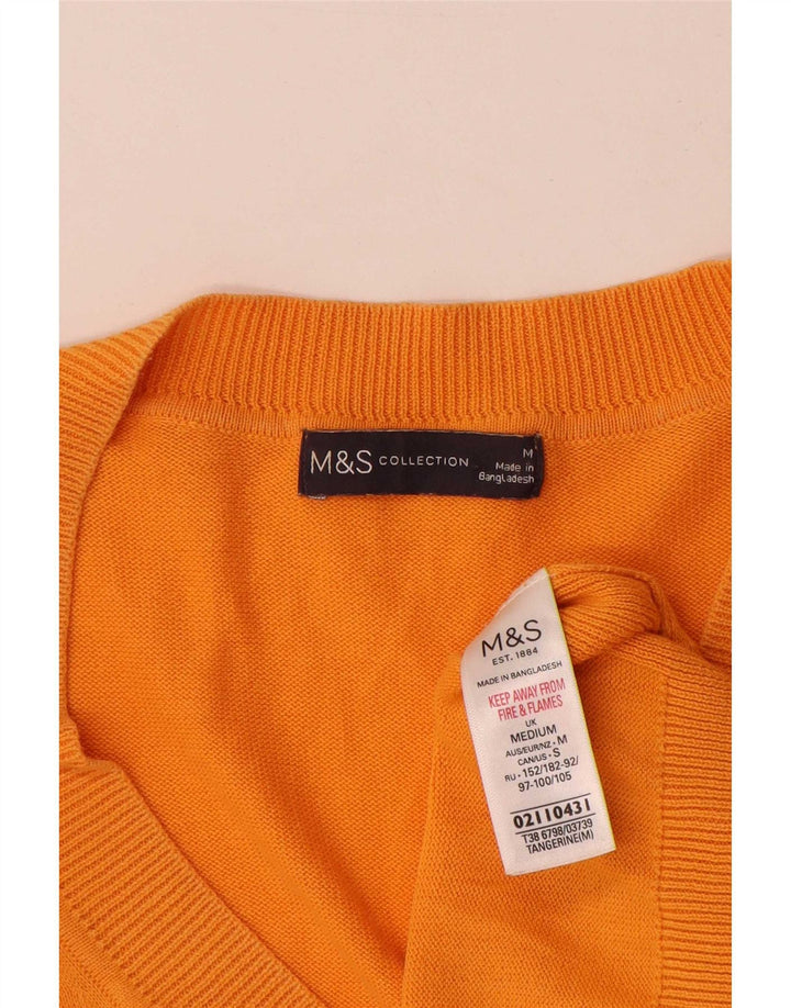 Marks & Spencer Mens V-Neck Jumper Sweater Medium Orange Cotton