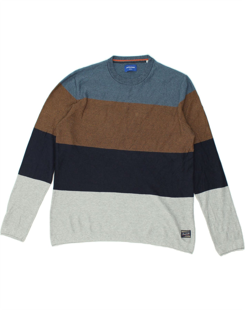 JACK & JONES Mens Crew Neck Jumper Sweater 2XL Multicoloured Striped | Vintage Jack & Jones | Thrift | Second-Hand Jack & Jones | Used Clothing | Messina Hembry 