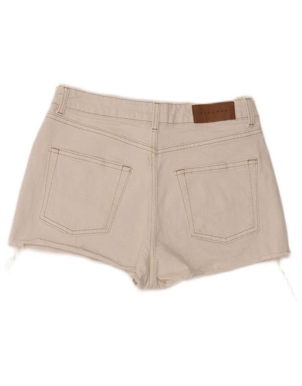 Topshop Womens Denim Shorts UK 10 Small W30  White Cotton
