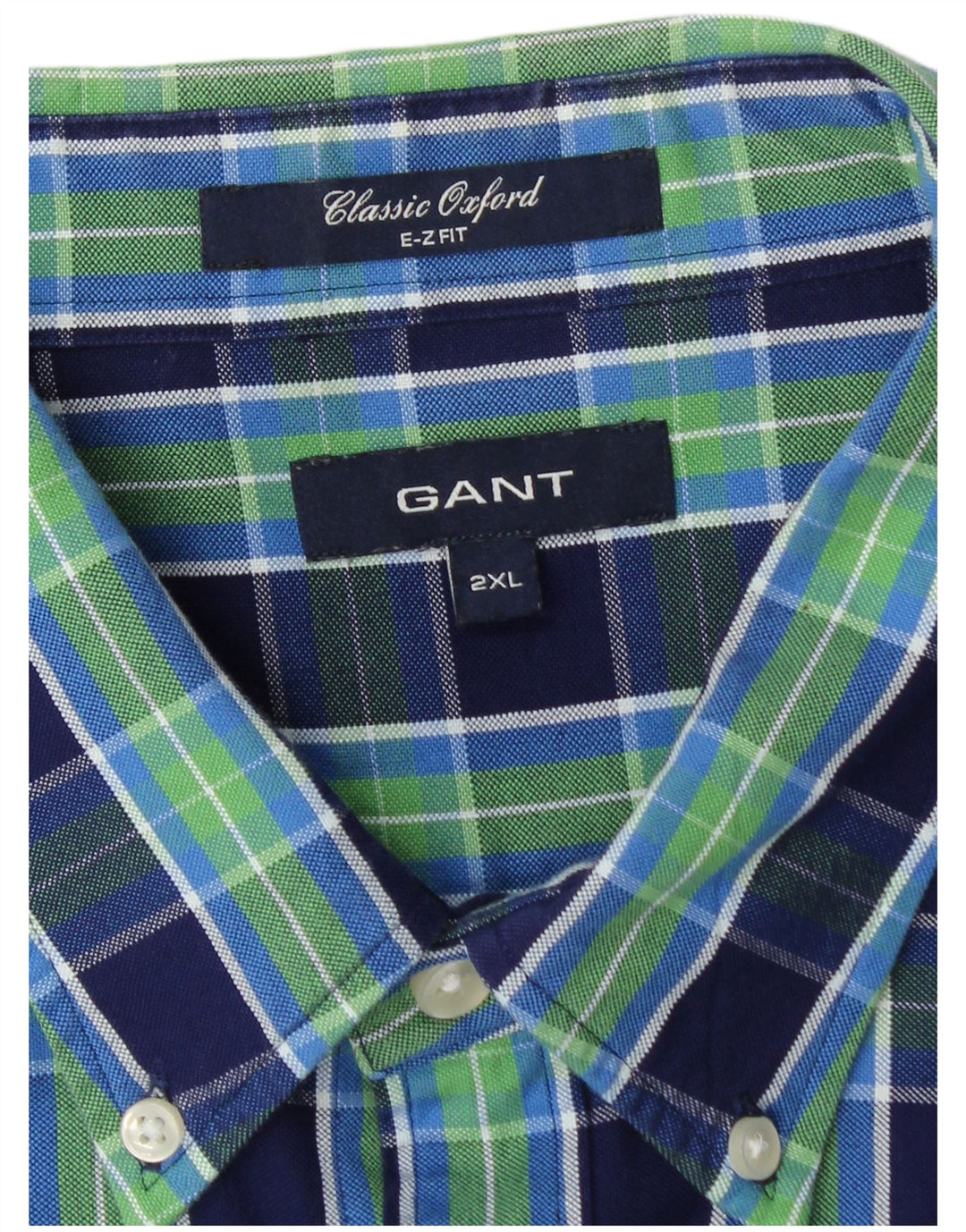 GANT Mens E-Z Fit Classic Fit Shirt 2XL Navy Blue Check Cotton