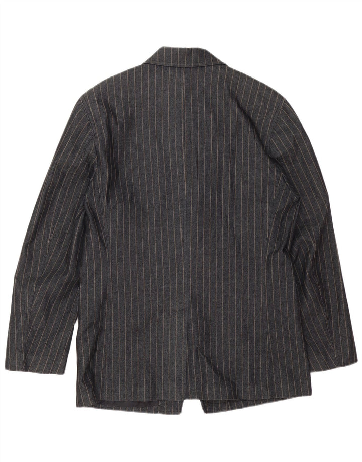 Zara Mens Blazer Jacket UK 38 Medium Grey Striped Cotton