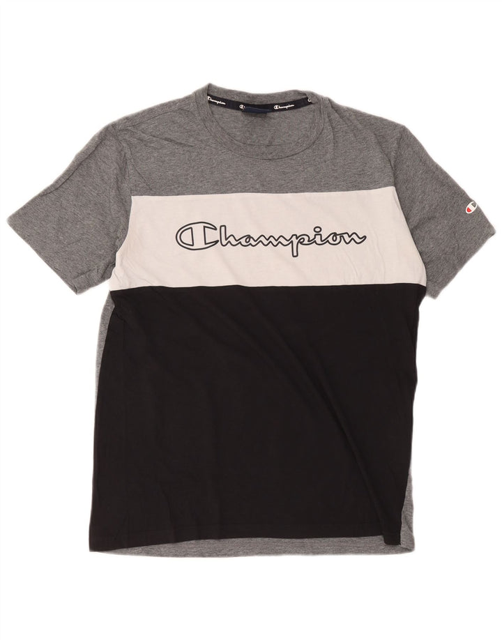 Champion Mens Graphic T-Shirt Top Medium Multicoloured Colourblock Cotton
