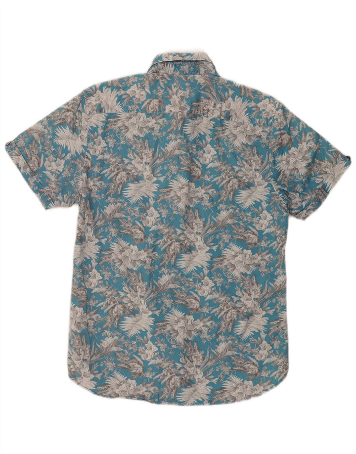 Ted Baker Mens Short Sleeve Shirt Size 3 Medium Blue Floral Cotton