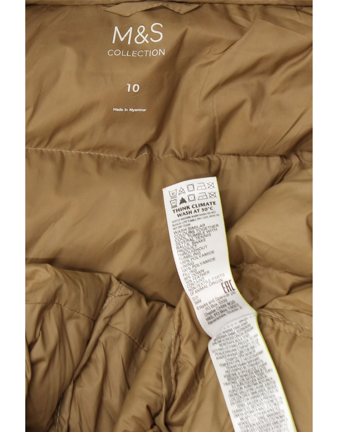 Marks & Spencer Womens Hooded Oversized Padded Coat UK 10 Small Beige