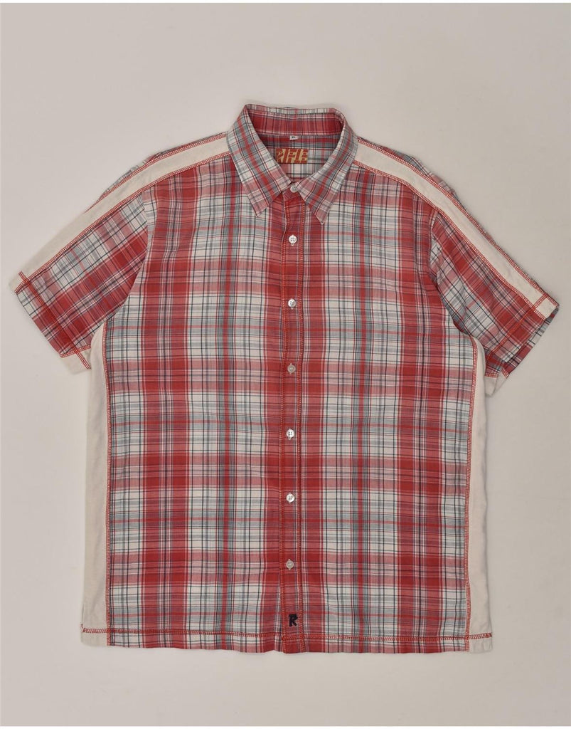 RIFLE Mens Shirt XL Red Check Cotton | Vintage Rifle | Thrift | Second-Hand Rifle | Used Clothing | Messina Hembry 