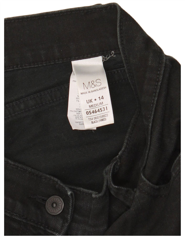 Marks & Spencer Womens Bootcut Jeans UK 14 Large W32 L30 Black Cotton