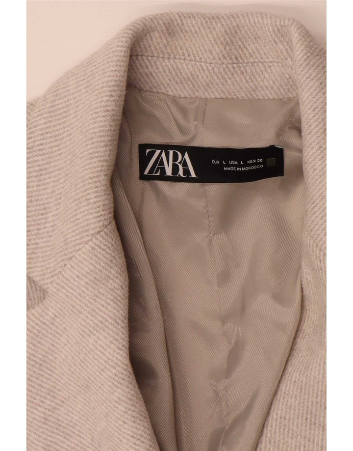 Zara Womens 1 Button Overcoat UK 14 Large Grey Polyester