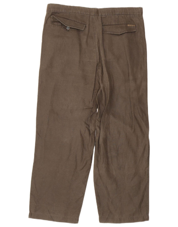 Calvin Klein Mens Khakis Wide Leg Chino Trousers W33 L27 Khaki Linen