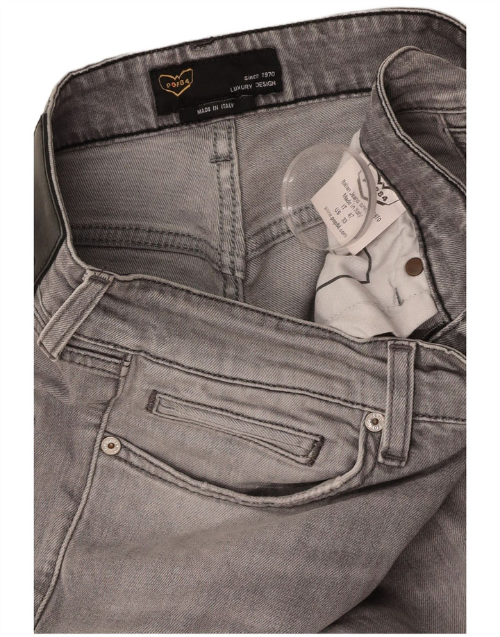 POP 84 Mens Distressed Slim Jeans W33 L29 Grey Cotton